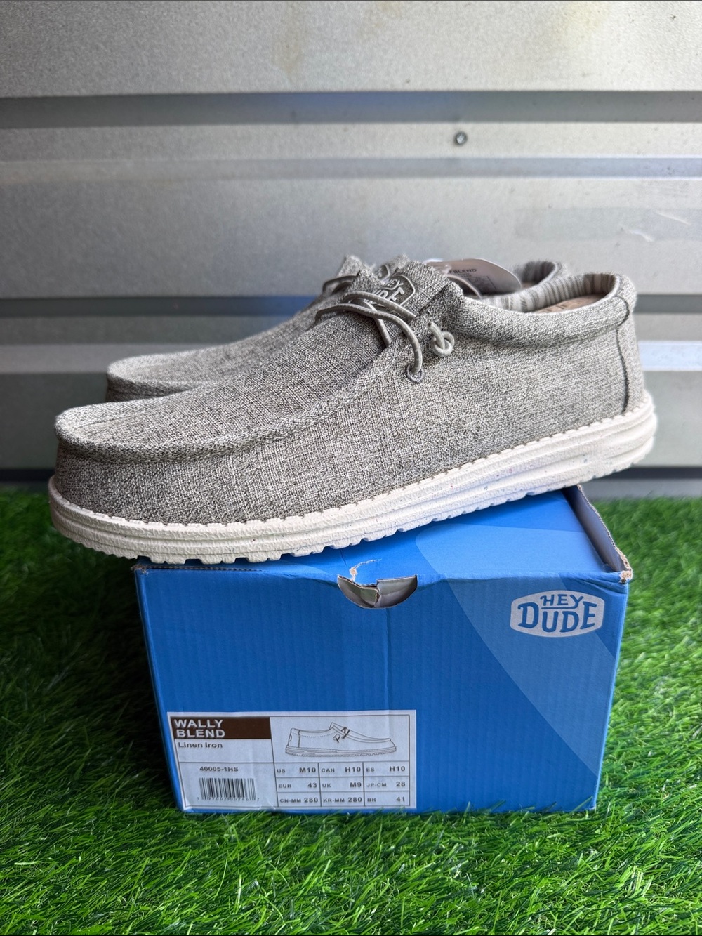 Hey Dude Wally Linen Iron Slip-On Casual Shoe - Light Gray